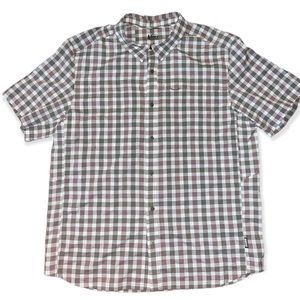 REI Co-Op Mens Large Vented Shirt Plaid Short Sleeve Snap Button Plaid shirt